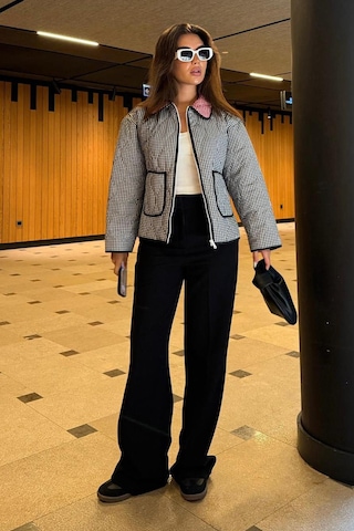 Siyah Pötikareli Cepli Kadın Mont Mg2488 Siyah