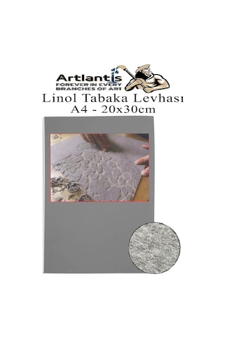 Linol Tabaka Levhası A4 20x30 Cm 2mm Gri 1 Adet Linolyum Tabaka Gri Linol Muşamba Baslı Levha