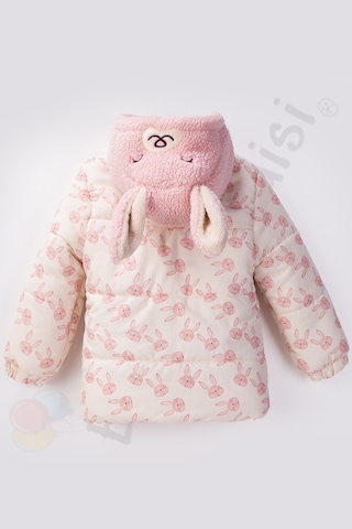 Bebek Vadisi Yeni Tavşanlı Kapüşonlu İçi Peluş Kürklü Kapitone Kalın Kar Kışlık Şişme Kız Bebek Mont Çocuk Kaban Pembe