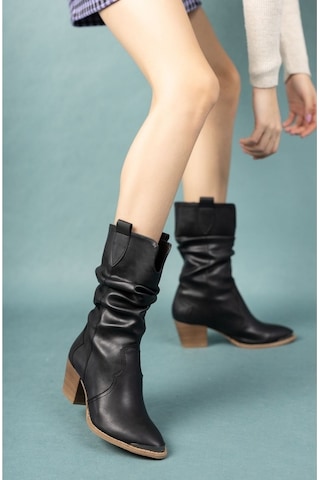 Gimer - Siyah Cilt Kovboy Çizme - Cng100101G Siyah