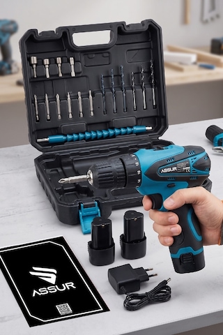 Assur ASR058-02-02-03 12V Çift Akü Şarjlı Matkap Akülü Vidalama - 2426