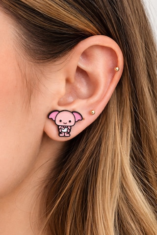 Dobby Figürlü Pembe Küpe Unisex Renkli Karakter Tasarım Çok Renkli