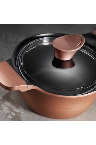 Kütahya Porselen 7 Parça Lidya Döküm Granit Tencere Seti-Rosegold