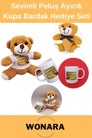Özel Üretim Doğum Günü Hediye Seti - Happy Birthday Kupa Ve Peluş Ayıcık Tasarımı