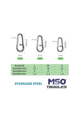 MSO Olta Balıkçılık Paslanmaz Çelik Oval Split Ring Klips