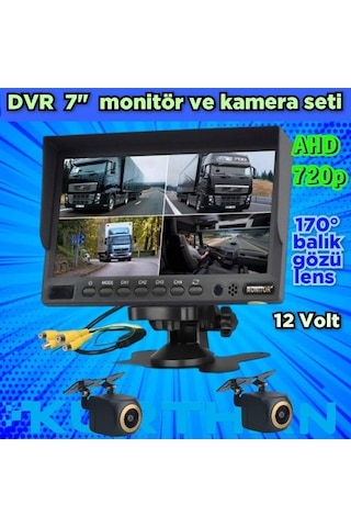 7 İnç Dvr Ekran 2 Adet 170'' Balık Gözü Lens Ahd 720p Kamera