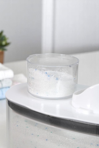 İronika Silikon Kapaklı Ölçekli Toz Sıvı Tablet Deterjan Saklama Kabı Kutusu 2100 Ml Şeffaf