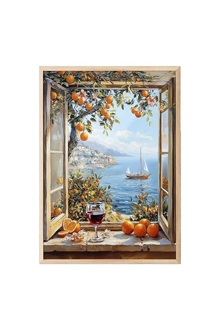 Zestia Ahşap Çerçeveli Tablo, Sonbaharda Deniz Manzarası, Salon Dekoru Poster No: 110872 70 X 100