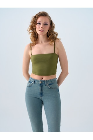 Crop Kadın Top Haki
