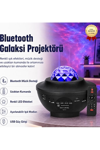 Starry Projektör Bluetooth Hoparlör Gece Lambası Rgb Led Işıklı Parti Hoparlörü Speaker-379