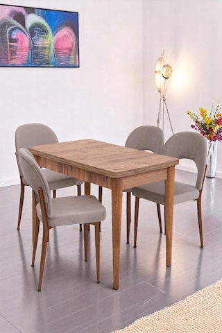 Damla Hilal Mdf Mutfak Masa Sandalye Takımı 60x100cm Çam
