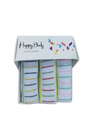Happy Body Art.23334 Penye 3 Çift Özel Kutulu Bayan Patik Çok Renkli