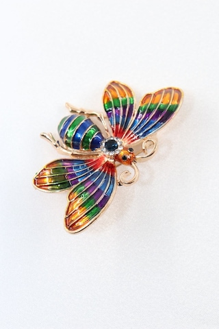 Gold Kelebek Broş. Kristal Taşlı Kelebekli Yaka İğnesi Broş. Erkek Kadın Broş. Çok Renkli