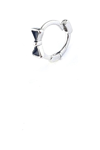 Oniks Taş Detaylı 925ayar Gümüş Tragus Helix Minimal Tek Kıkırdak Küpe Gümüş