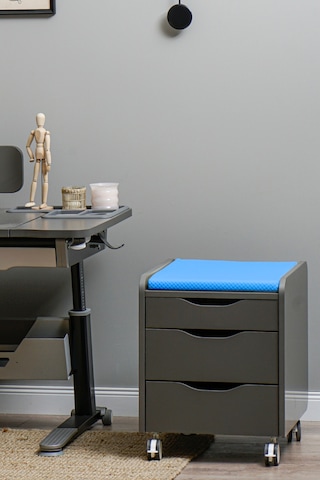 Creo Mobili Çekmeceli Tekerlekli Sirius Keson Oturulabilir Ofis Ve Ev Komodini Antrasit/mavi