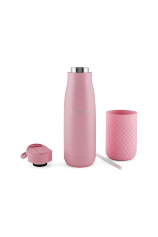 Puccon 500 Ml Pipetli Pembe Çelik Matara/termos - Silikon Gövdeli Plus - 50010