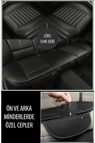Su Geçirmez Deri Oto Ön Arka Araba Koltuk Minder Örtüsü 3'lü