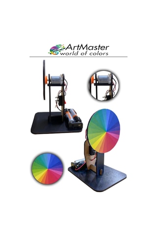 Newton Renk Çarkı Yapım Seti 12x7x10 Cm 1 Adet Okul Sınıf Fen Bilimleri Deney Setleri Nevton Çarkı Yapımı