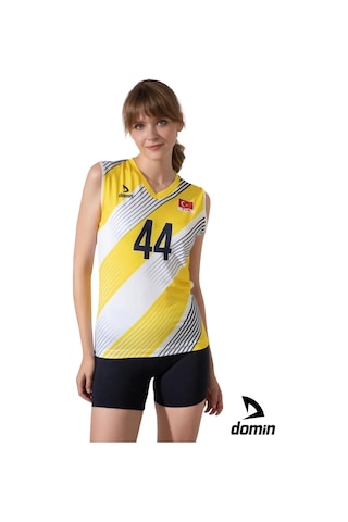 Hnc Sport Kadın Özel Likralı Kumaştan Tek Üst Voleybol Forması Sarı