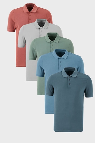 Buratti Pamuklu Regular Fit Düğmeli Polo Yaka 5'Li Paket Erkek T Shirt 5902127S5 Gül-Elma Yeşili-Koyu Mavi-Kül-Petrol
