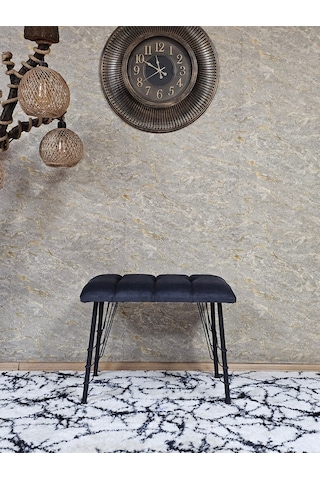 Zafir Metal Siyah Tel Ayaklı 60 Cm Puf Bench - Puf - Bench - Oturak - Mutfak Oturağı - Antre Oturağı Füme