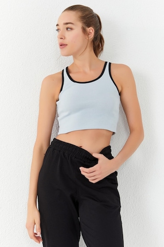 Tommy Life Taş Basic Sıfır Kol Dar Kalıp U Yaka Kadın Crop Top Atlet - 97162 Taş