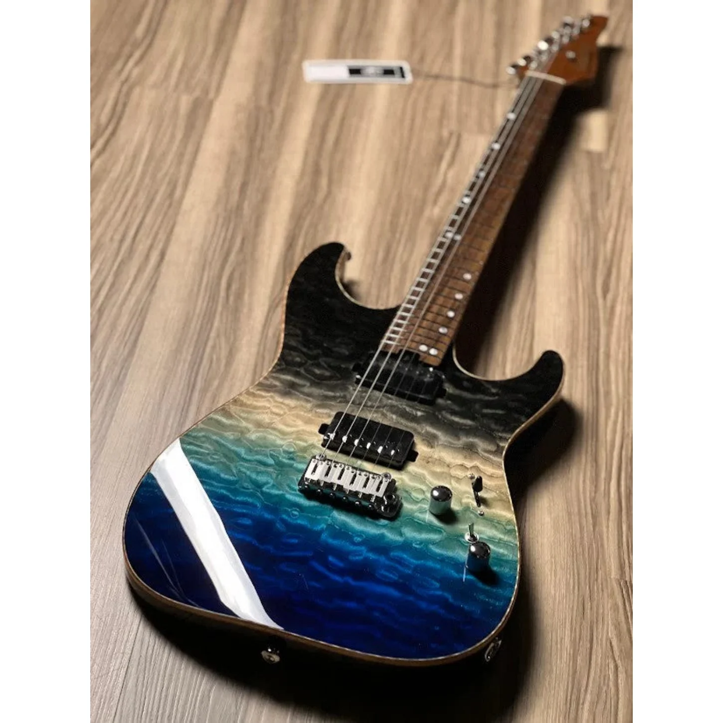 Soloking Ms-1 Custom 24 Hh Quilt With Rosewood Fb İn Ocean Storm Double Wipeout Jescar W/gigbag