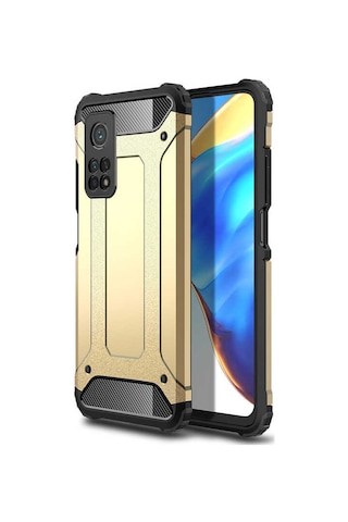 Noktaks - Xiaomi Mi 10t Pro 5g Uyumlu - Kılıf Çift Katman Zırh Tank Crash Military Kapak - Rose Gold