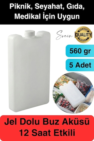 12 Saat Süreli 560 Gr Jel Dolu Buz Aküsü Plastik Soğuk Zincir Gıda Yiyecek Uzun Süre Koruma 5 Adet Çok Renkli