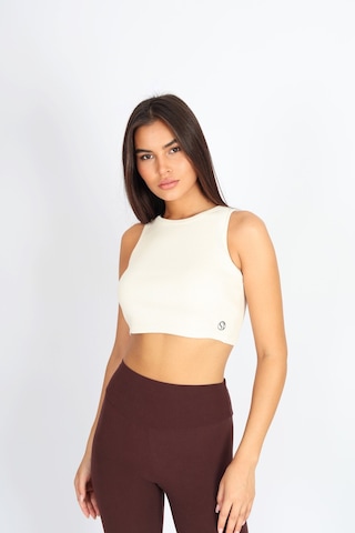 Soft&Basic Kadın Bej Basic Halter Yaka Esnek Biyeli Kaşkorse Kumaş Crop Top Body Atlet Bej