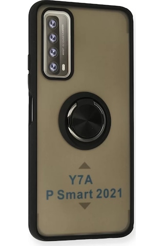 Newface Huawei P Smart 2021 Kılıf Montreal Yüzüklü Silikon Kapak - Siyah Belirtilmemiş