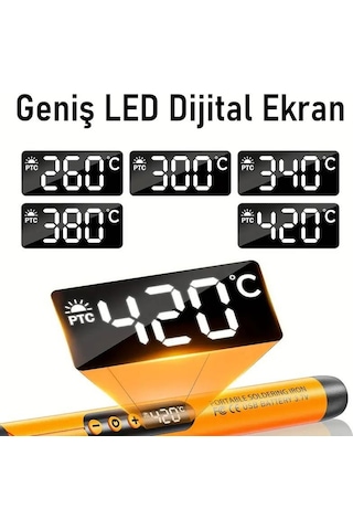 Valkyrie Şarjlı Dijital Ekranlı Havya Seti 420 C Ayarlanabilir Sıcaklık Type-c Hızlı Şarj