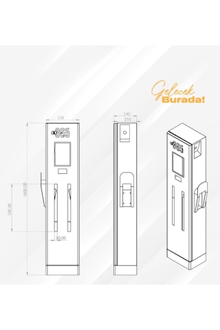 E 365 Dc Dikili Tip 10 İnç Ekranlı Acrel Sayaçlı Tek Kablolu 40 Kw Sarj İstasyonu