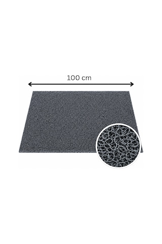 Kıvırcık Paspas 14 Mm 100x100 Cm Gri Pvc Kaymaz Tabanlı