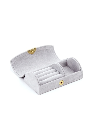 Cbtx Taşınabilir Seyahat Kemerli Takı Saklama Kutusu Küpe Bileklik Takı Organizatör Vitrin - Açık Gri