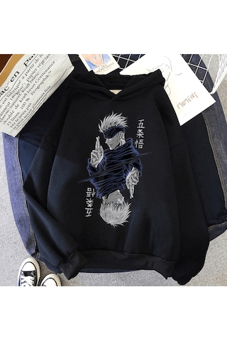 Anime Jujutsu Kaisen Gojo Kapşonlu Sweatshirt