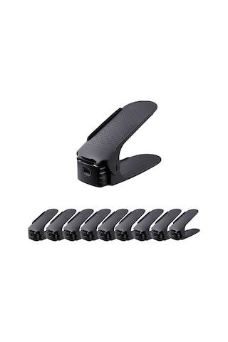 Monyee Duvar Montlu Çift Katlı Çok Fonksiyonlu Ayaklık Rafı - Pp Malzeme, Kurulumsuz, Boşluk Tasarrufu, Siyah 10 Adet