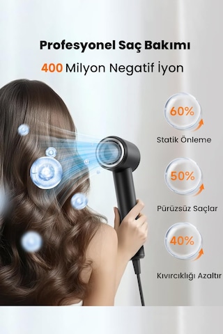 Pluzz X116 Ultra İyonlu Saç Kurutma Makinesi Full Set - Siyah