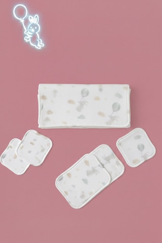 More Home Müslin Bezi Set 5 Parça % 100 Pamuklu Tavşanlı Bolonlu Açık Gri