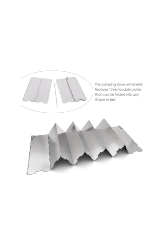 Geeksen Kamp Fırınları İçin 10 Parça Alüminyum Rüzgar Engelleyici, Katlanabilir Taşınabilir, Piknik Ve Açık Hava Pişirme İçin Dayanıklı Rüzgar Koruması Gümüş