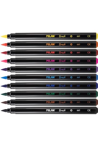 Mılan 0612610 Brush Fırça Uçlu Keçeli Kalem 10Lu