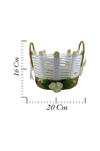 El Yapımı Hasır Sepet Takı Organizer Banyo Makyaj Kutusu Komodin Üstü Düzenleyici Beyaz