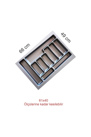 66x49 Cm Gri Renk Çekmece Içi Düzenleyici Kaşıklık 66x49 Cm 60/40 Kadar Kesılebılır Gri