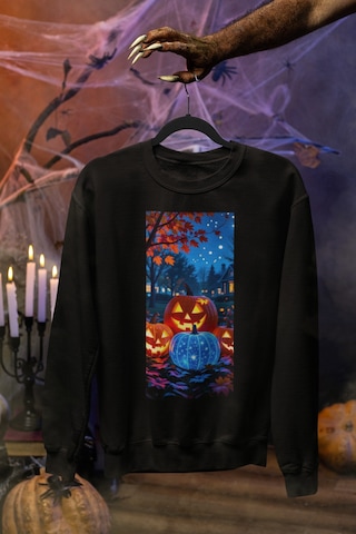 Magors Stil-x Halloween - Cadılar Bayramı Baskılı Unısex Sweatshırt, 3 İplik Şardonlu Siyah-10