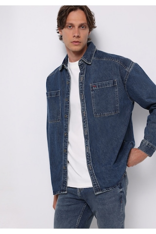 Colins Oversize Fit Erkek Mavi Shacket Cl1077540 Q1.v1 Dn44675 Denim