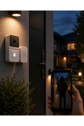 Wifi Akıllı Kapı Zili Gece Görüşlü Kameralı Kablosuz Güvenlik Sistemi - Lisinya