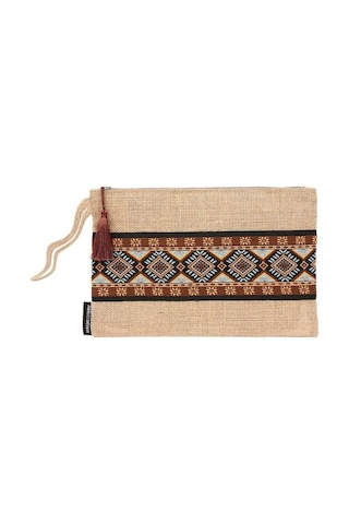 Yaratıcı Tasarım Hasır Kadın Portföy & Clutch Çanta Kahve