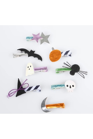 Meri Meri - Halloween Icons Hair Clips - Cadılar Bayramı Tokalar 8'li Çok Renkli