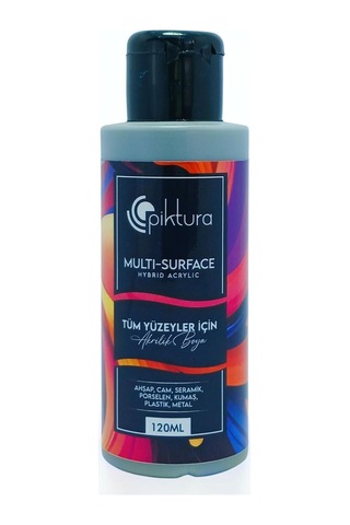 Multi-surface Hibrit Akrilik Boya, 120ml, Su Bazlı, Ahşap Cam Seramik Metal Kumaş Plastik İçin Gümüş Gri