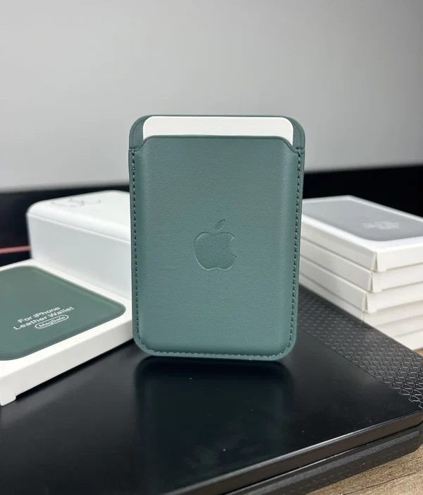 Magsafe Deri Cüzdan Kartlık Tüm Modellerle Uyumlu - Bordo Çam Yeşili